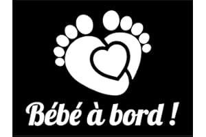 KEBYCO PARIS Autocollant Bébé à Bord Voiture - Sticker Vinyle Petits Pieds de Bébé - Resistant UV - Waterproof - Collage Exterieur - Baby on Board (Blanc)