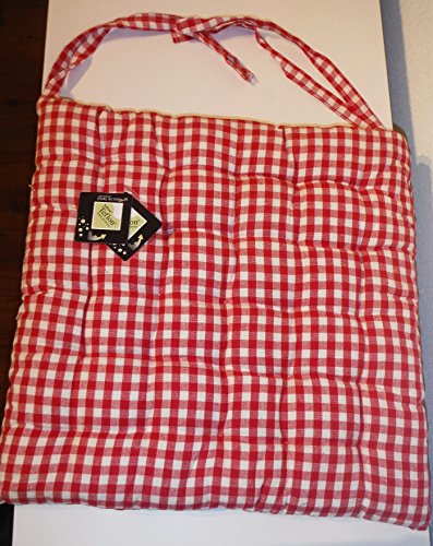 Stuco Vichy 1091-1 Stuhlkissen, Sitzkissen zum binden 40x40x3cm, Landhaus rot und weiß kariert Teflon