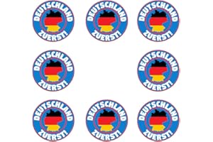 ‎SAMMYS SHIRT STORE Sammys Shirt Store 24 Stück Aufkleber 4cm rund Deutschland zuerst II Germany First Sticker Sparpack gut haftend Aktiv Werden 5 cm