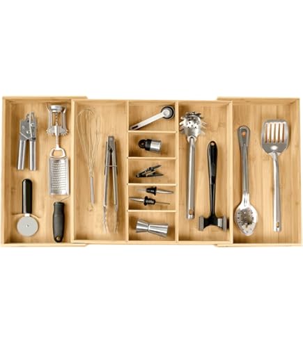 Sanfly Organizzatore Espandibile Per Cassetto Cucina - Separatore Per Posate In PP, 40,5 Cm, 5 Scomparti - 3