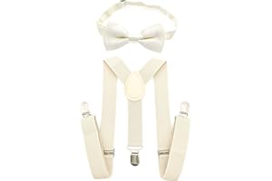 JZK Kinder-Fliege und Hosenträger-Set für Jungen unter 135 cm, verstellbare Y-förmige Hosenträger mit Fliege für kleine Jungen Kinder für Hochzeit, Party, Verkleidung