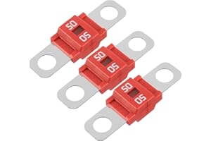 SIGANDG AMI/Midi Fusible 50A de Alta Corriente Bolt-on Midi Fusible 50 Amp Rojo para Automóviles, Autobuses, Camiones, Caravanas, Vehículos de Construcción (Paquete de 3)