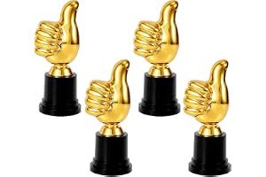 PacuM 4 st plastguld trofé utmärkelse trofé tumform (guld) | Klassisk minitrofé barnbelöning minitrofier för föremål ceremoni