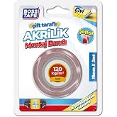 Boss Tape Seffaf &Ccedil;ift Tarafli Akrilik Montaj Bandi, 18 mm x 2 m, Kirmizi
