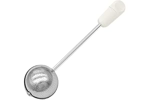 LITALE Good Grips Baker’S Dusting Wand for Sugar Flour and Spices Stainless Steel Flour Spoon Sugar Powder Spoon Round Sphere Compact Stainless Steel Mesh Double Sided Spring Action for Baking