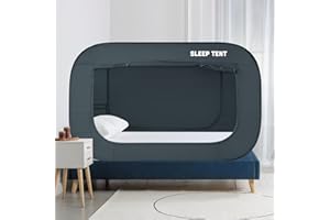 BORNA Bed Canopy Bed Tent Dream Tents Autism Shelter Cabin Indoor Sleeping Tents Privacy Warm Breathable Pop Up Twin Size Double Door with Mosquito Mesh Window for Kids and Adult (Navy Blue)