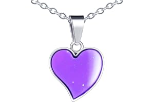 INFINIONLY Collier Médaillon de Cœur pour Femme et Homme Collier en Acier Inoxydable Pendentif d'Humeur Changeant de Couleur Enfant Collier de Température