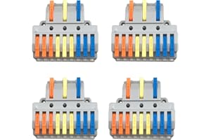 QitinDasen 4Pcs KV439 Lever-Nut Wire Connectors, 3 in 9 Out Conductor Compact Wire Connectors, Splicing Type Quick Conductors Cable Clamp Terminal Block Spring Connector