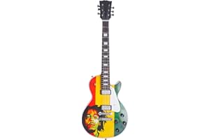 ShopEwebb Bob Marley Tribute Miniature Guitar Replica, Multicolour, Mahogany Wood, 25 cm x 8 cm