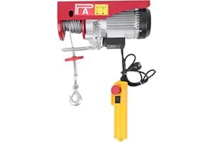 H-YEEU Seilwinde Elektrisch, 100 kg/200 kg Flaschenzüge Seilzug Hubhöhe 12m/6m Elektrische Seilwinde 500 W Seilzug 1,2 m Seillänge Lastenaufzug für Werkstätten, Garagen und Fabriken