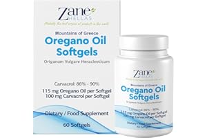 ZANE HELLAS PROBABLY THE BEST OREGANO OIL PRODUCTS IN THE WORLD Zane Hellas Oregano Oil Softgels.High Concentration. Every Softgel Contains 20% Greek Essential Oil of Oregano. 100 mg Carvacrol per Softgel. 120 Softgels. Pack of 2.