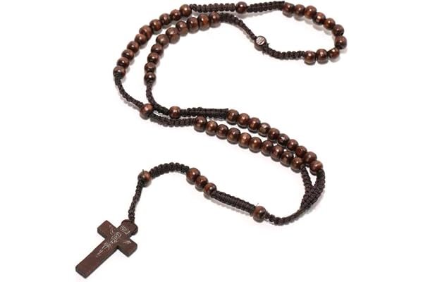 Angoter Träkorshalsband radband katolska träpärlor med Jesus sigill kors Jesus religiösa smycken