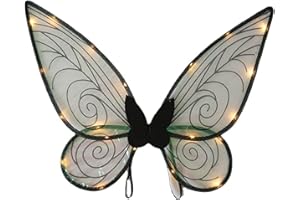 YEETEESY Skrzydła wróżki Świecące skrzydła motyla Skrzydła księżniczki Skrzydła damskie Skrzydła kostiumowe Skrzydła Cosplay na Boże Narodzenie Urodziny Party (Czarny)