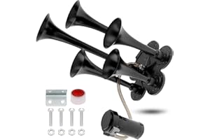 DriSentri Train Horns Kit, 12V Air Horn for Truck, 185dB Super Loud Five Trumpet Air Horn with Compressor for Vehicle Car SUV Trucks Pickup Trains Lorrys Cars Boats, Black