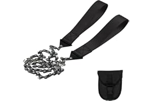 MultiValue Sega a Catena a Mano, 24 Pollici Durevole Sega a Catena Manuale Pieghevole Sega a Mano Tascabile Con Marsupio per Attrezzi da Campeggio e per Attività All'aperto (A, Nero)