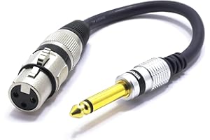 VITALCO XLR Femmina a Jack 6.3mm Mono Maschio Connettore per Microfono Cannon a Jack 6.3 TS Audio Cavo