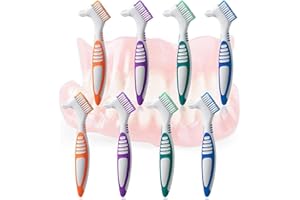 JUKOTA Prothesenbürsten 8-teiliges Set mit Doppelborstenkopf, Prothesen-Reinigungsbürste, mehrschichtige Borsten, Zahnersatzbürste für die Prothesenpflege, zufällige Farbe, Zahnbürste