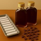 2 Adet Şeffaf Cold Brew Metal Gold Kapaklı Soğuk Kahve Yassı Cam Şişe 200 ml ve &Ccedil;ubuk Buz Kalıbı