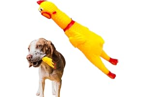 BullTek Juego masticable sonoro Pollo Gritando de Goma Suave irrompible para Perros con chirrido Apriete para Actividades interactivas y Control del estrés
