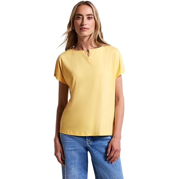 Street One Damen Feinstrick-Shirt – Bequemes Basic Mit V-Ausschnitt & Weichem Baumwollmix
