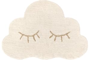 RugVista Sleepy Cloud Tapis pour Chambre d'enfant, 100x150 cm, Forme irrégulière, Poil Moyen, Lavable en Machine jusqu'à 30°, Chambre pour Jeunes et bébés, Résiste à l'eau, Off Blanc/Beige