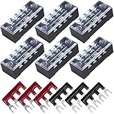 CEEYSEE Schraubklemmenleiste, 6 Stück 4 Positionen zweireihig abgedeckte Schraubklemme 600V 15A + 6 Stück 4 Positionen voriso