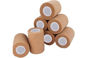 BILGETA ADMITRY 8 Rolls Self Adhesive Bandage Tape, 7.5cm x 4.5m Vet Wrap for Dogs, Horses, Pets, Elastic Cohesive Bandages for Wrist, Ankle Sprains and Swelling (Brown)