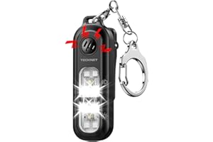 TECKNET 130dB Personal Alarm for Women with SOS Strobe Light, Rechargeable Clip On Torch & IPX4 Waterproof Running Lights, Safety Siren Panic Alarm with Keychain for Runners Kids and Elderly - Black