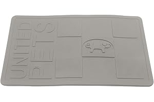 United Pets Mustafà - Alfombrilla de diseño para comederos, M, tórtola, Antideslizante, para Gatos y Perros
