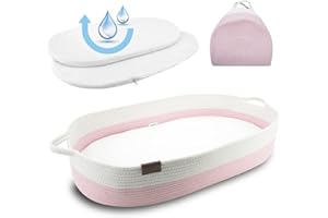 Kenuak® Wickelauflage, Baby Wickelkorb, Reise-Wickelunterlage, Moseskorb, Wickelaufsatz, Wickeltischauflage für Kommode, Babyzimmer Dekoration, Schaumstoffmatratze + wasserabweisender Bezug