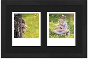 WANDStyle Rahmen für Polaroid-Bilder Serie H950 schwarz gemasert Normalglas inkl. Passepartout schwarz für 2 Polaroids