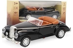 Tnfeeon Klassisches Druckgussmodell, 1:36 Mini-Stimulationslegierung Oldtimer-Roadster mit Lichtern Soundmodell Spielzeugfahrzeug Die Geschenke für Kinder(Schwarz)