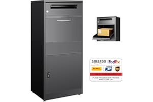 YORKGARGEN Briefkasten Paketbox für Außen, Großer Paketkasten mit Zahlenschloss, Stahl Edelstahl Briefkasten, Paketbriefkasten mit Wasserdichter & Diebstahlsicherer Funktion(50 * 36.5 * 115cm)