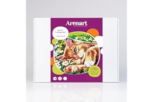 Arenart | 1 Lámina Gatito 46x38cm | para Pintar con Arenas de Colores | Manualidades para Adultos y Jóvenes | Dibujo Fácil | Pintar por números | +9 años