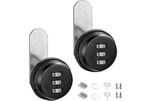 Jortmrd 2 Piezas Cerradura Buzon Universal Cerradura Taquilla Vestuario Cerradura de Combinación de 3 Dígitos, Combinacion Cam Lock para Buzón de Cajón de Gabinete (Negro/5-12mm)