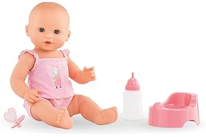 Corolle 9000130250 - Mon Grand Poupon Emma picie i mokre pływanie niemowlę 36 cm, francuska lalka z urokiem i zapachem wanilii