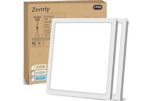 ‎ZEMTY zemty 2Pack Deckenlampe LED Deckenleuchte Flach, 3Farben - 3000K/4000K/6500K, IP44 Wasserfest Quadrat Badlampe Decke, 2100LM Modern LED Decklit für Flur küche Badezimmer Schlafzimmer Büro, Ø22CM