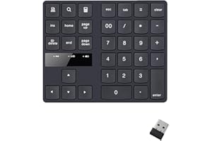Ieron Kabelloser Nummernblock mit 35 Tasten, wiederaufladbare Mini-Tastatur für Laptop, Desktop-PC