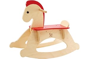 Hape Grow-with-me Rocking Horse, Kids Wooden Rocking Horse, Balanced Ride-On Pony with Adjustable Backrest and Guardrail