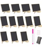 6 Mini Ardoises Avec Support Bois 10x7.2cm - Tableaux Noirs Effaçables | Pour Événements Et Commerce