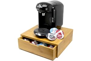 MAISON & WHITE Bamboo 64 Coffee Pod Drawer | Tassimo Pod Compatible | Coffee Machine Stand | Pod Drawer Dispenser | Wooden Kitchen Storage for Coffee & Tea | M&W