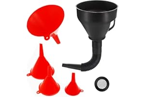 KETTION 5 Stück Trichtersatz, Einfülltrichter mit Abnehmbarem Schlauch & Sieb, für den Ölwechsel Trichter Set für KFZ, Auto, Werkstatt & Haushalt trichter mit schlauch