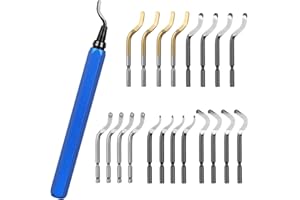 ALLESHELFER Entgrater Werkzeug Universal, 360° Rotierender Klinge Schneidwerkzeug, Metallgriff Handentgrater mit 20 Stück Ersatzklingen für 3D Drucker, Kunststoff, Aluminium (1 Werkzeug + 20 Klingen)