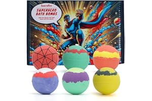 SSERAFIM Superhero Bath Bomb Gift Set for Kids - Set of 6 Handmade Fizzies, Moisturising, Bubble Formula - Kids Bath Bombs - Bath Bombs for Boys - Perfect for Birthday, Christmas, Easter, Halloween