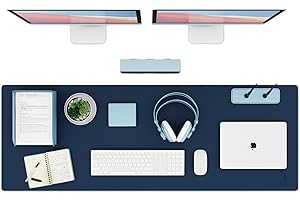K KNODEL Duży podkład pod biurko, podkładka biurowa, podkład pod laptop dla biurka, ochraniacz biurka, podkład na pulpicie, podkład do pisania na biurku (43x120cm, Ciemno niebieski)