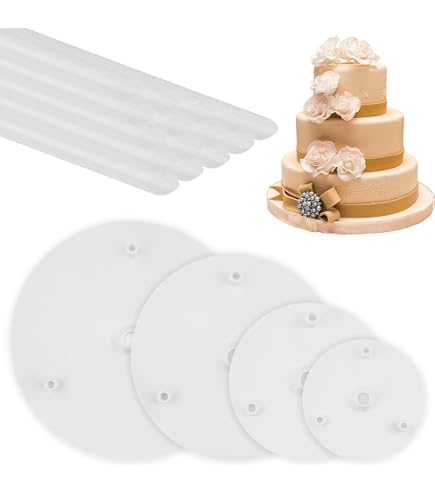 16 Supporti Per Torte In Plastica - 24 Cm - Riutilizzabili E Tagliabili - Ideali Per Torte A Piani E Torte Nuziali - 5