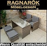 13 tlg. XXL-Set 4 Personen PolyRattan Esstisch-Set -- perfekt für Balkon oder Terrasse
