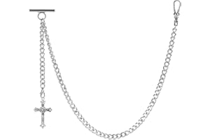 ZTA Herren Albert Kette Taschenuhr Kette Weste Kette für Männer FOB T BAR mit Schwenkverschluss mit Kreuz Design Anhänger FOB Charme