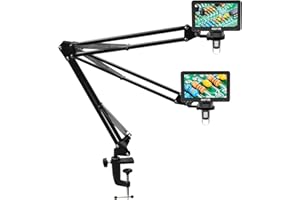 Hayve Microscope Arm Stand，Adjustable Metal Bracket with Clamp and Grommet Base，Coin Microscope Mount ，Compatible with Model DM4 DM9 MS1 MS3& Most 4.3'',7'' Digital Microscopes (1.37inch(for DM9-H))