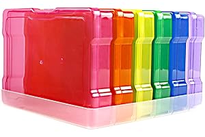novelinks Lot de 6 boîtes de rangement pour photos de 10,2 x 15,2 cm – Boîtes de rangement en plastique multicolores avec couvercles – Boîtes de rangement pour photos, travaux manuels, cartes et